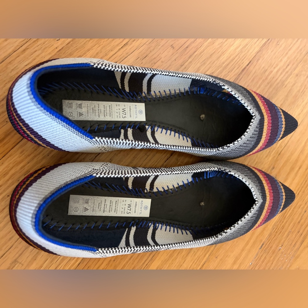 Rothy's The Point Knit Flats in Multicolor Inverse Stripe - Picture 6 of 7